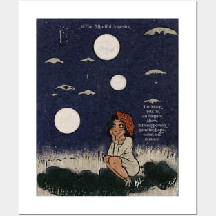 Mushroom girl under three moons Posters and Art